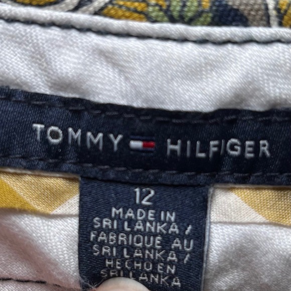 Tommy Hilfiger Green Gold Paisley Cotton Blend Ankle Pants 12 Front Zip - Picture 4 of 9